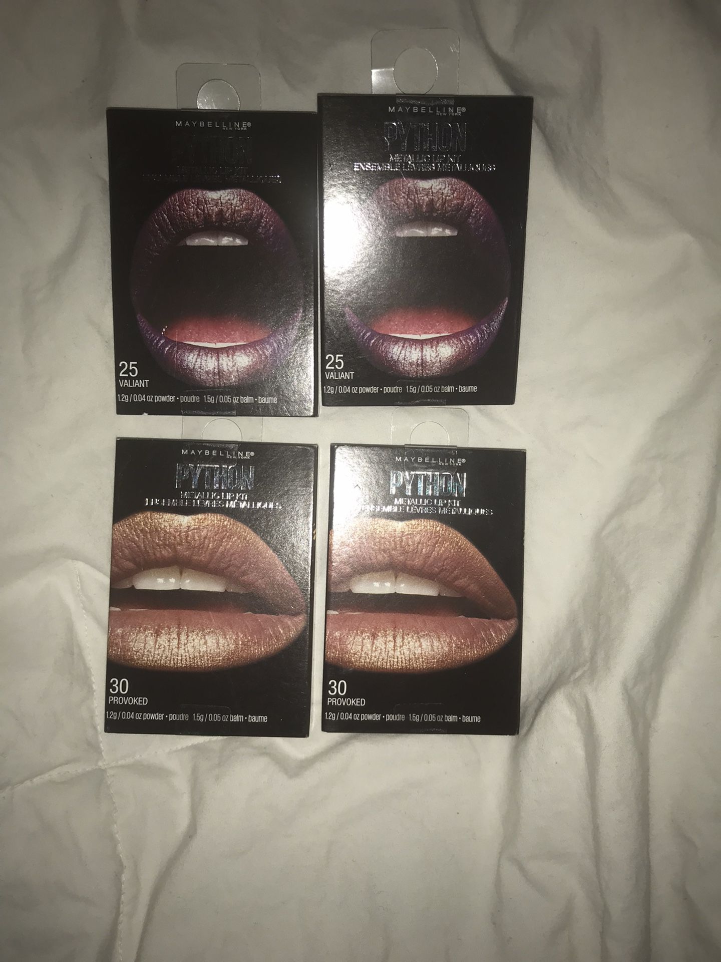 Maybelline Python Metallic Lip Kit Shade 30 Provoked & 25 Valiant Lot of 4