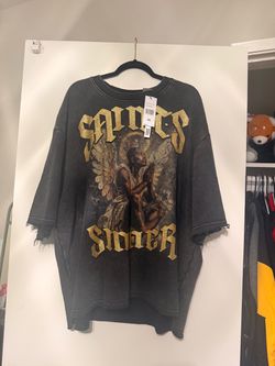 Rebel Minds Saints Sinner Graphic Oversized T-Shirt 3XL