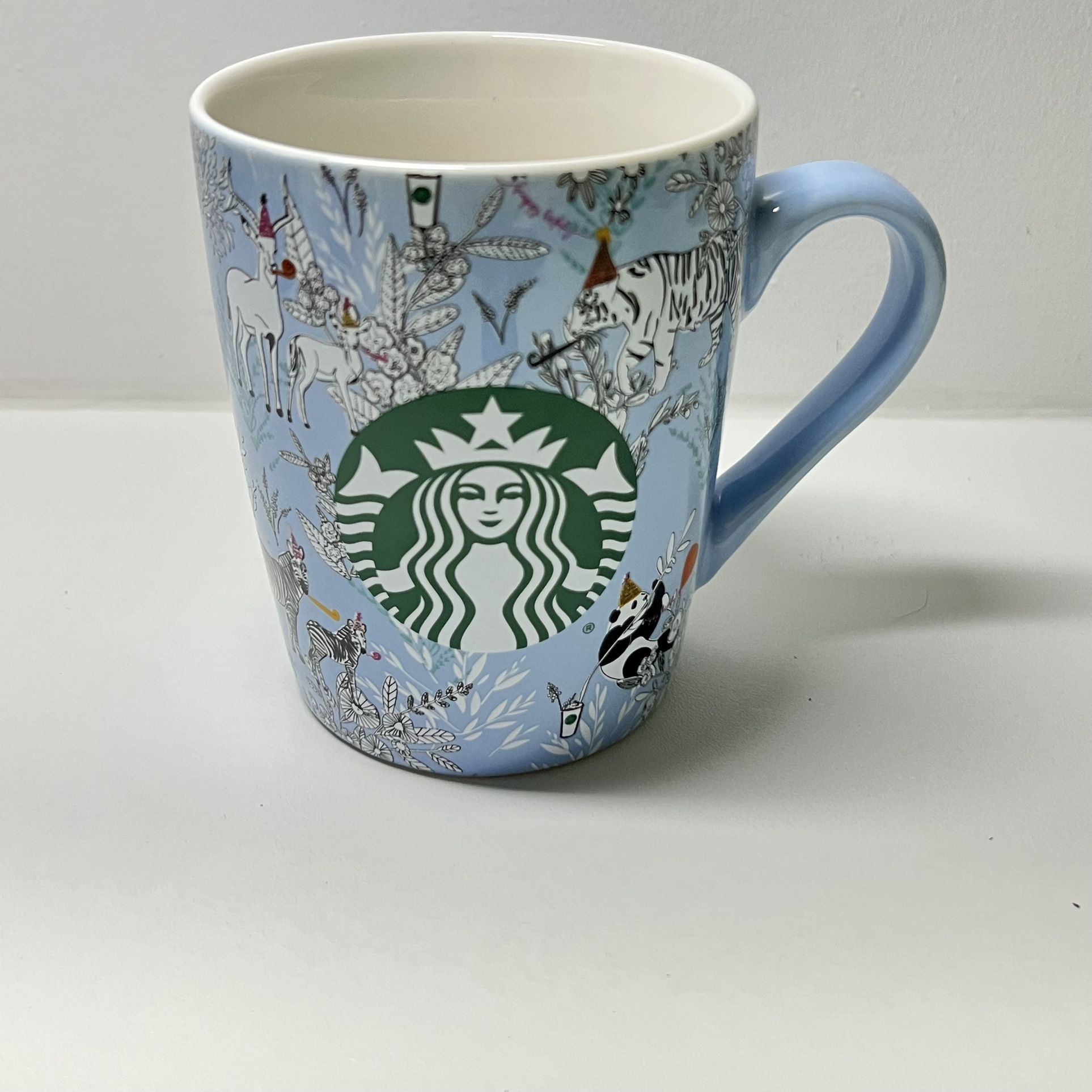 STARBUCKS Wild Zoo ANIMALS Happy BIRTHDAY Blue Coffee Tea Mug Cup 10 oz 2020