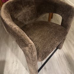 Chocolate Brown Chenille Upholstered Chair
