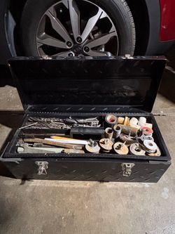 Black Diamond Plate Tool Box with Tools