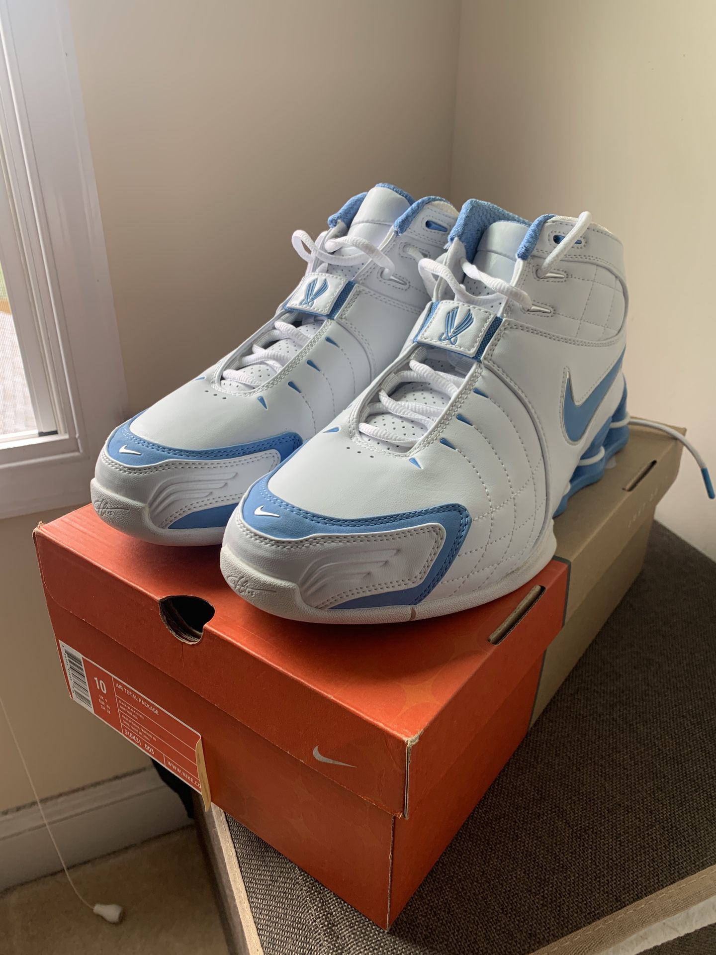 Rare Nike Shox VC 5 Vince Carter V White University Blue Sneaker Men Size 10