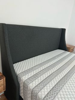 Dark Gray Upholstered Wingback Headboard