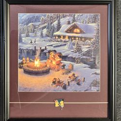 Thomas Kinkade Mickey Mouse Christmas Frame Art  