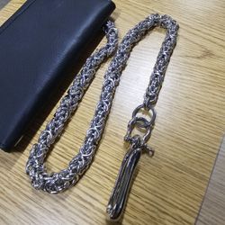 Leather  Wallet With Stainless Steel Chain