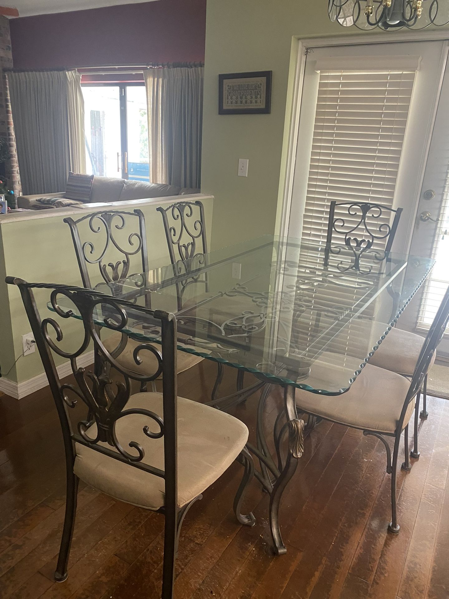 Rectangular Beveled Glass Kitchen Table With 6 Chairs