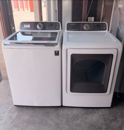 White Samsung Washer And Electric Dryer Matching Set