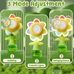 Rechargeable flower bubble guns for children with LED lights