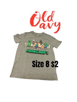 Old Navy Minecraft Graphic Tee Size 8 great condition 💖💖042426 M19