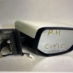 18 - 21 HONDA CIVIC Htbk RH Passenger Door Mirror White OEM 76200-TGG-A121-M1