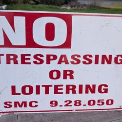 Vintage NO TRESPASSING OR LOITERING Metal Sign 12"x18" - Industrial Warning

