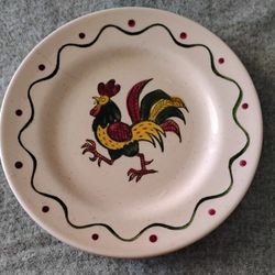 Metlox Poppytrail Green Rooster 4-6 ½” plates