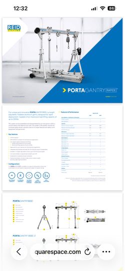 Reed Porta Gantry Rapide 1100 confined space entry Gantry