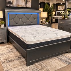 New Queen bed frame with mattress