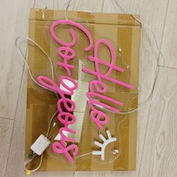 “hello gorgeous” LED sign with box
