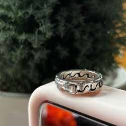 YSL SILVER RING CHAIN LINK S 8