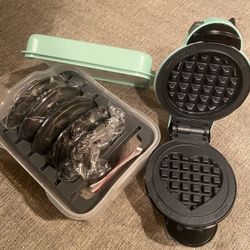 Mini Waffle Maker With Different Shape Attachments 
