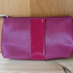 Lancome Red Top Zip Rectangle Cosmetic Travel Makeup Bag Pouch
