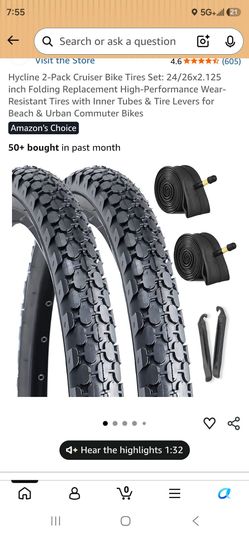 Brand New Hycline 2-Pack Cruiser Bike Tires Set: 24/26x2.125 & Tubes