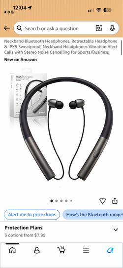 Neckband Wireless Bluetooth Headphones with Retractable Earbuds & IPX5 Sweatproof
