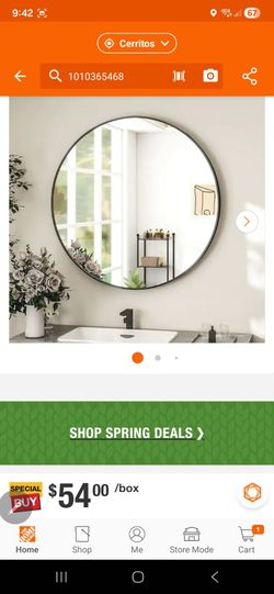 GLSLAND
30 in. W x 30 in. H Round Metal Framed Wall Bathroom Vanity Mirror Black