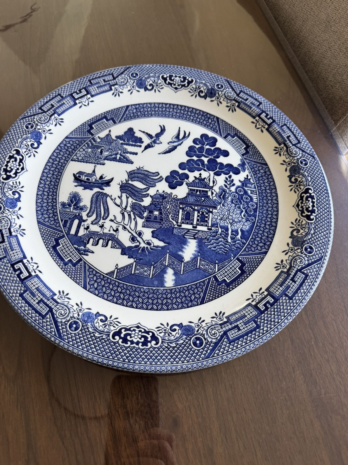 Vintage Churchill Blue Willow Round Serving Plate, 12.65”, England,