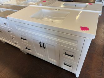 49 In. Single Sink White Bathroom Vanity With White Top 