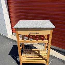 Rolling Bar Cart With Granite Top