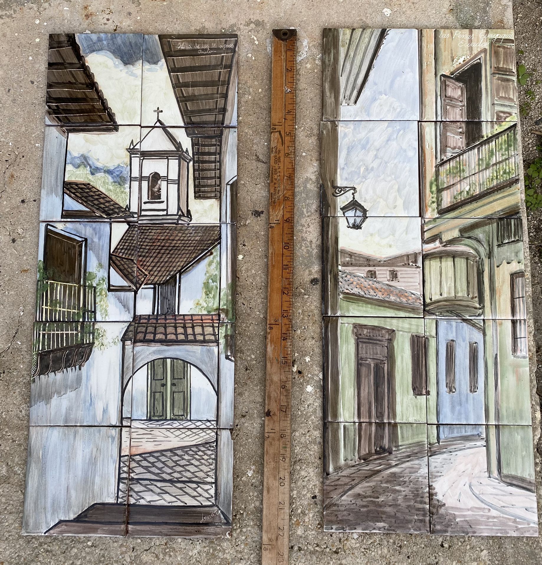 Rare Antique Ceramic Art Hand Painted Tiles (From Ecuador)