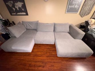 Gray Fabric U-Shaped Sectional Sofa