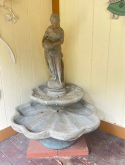 Two-Tier Garden Fountain with Statue