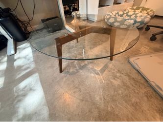 Article Glass Wood Walnut Coffee Table Round