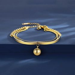 Stainless Steel Gold Plated Ball Bangle/Bracelet For Women Fashion Jewelry 