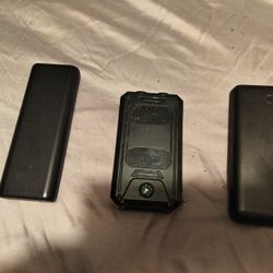 Battery Packs Anker,  Onn And A Third Which Also Has A Solar Panel and A Flashlight
