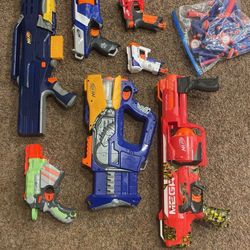 7 Nerf Gun Bundle With Bag Of Bullets 