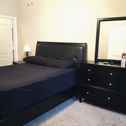 Large Black Dresser + Mirror Attachment 2pc Set 