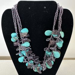 Faux Turquoise & Amethyst Necklace