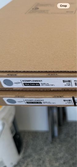 Two NEW IKEA Komplement glass shelves in gray