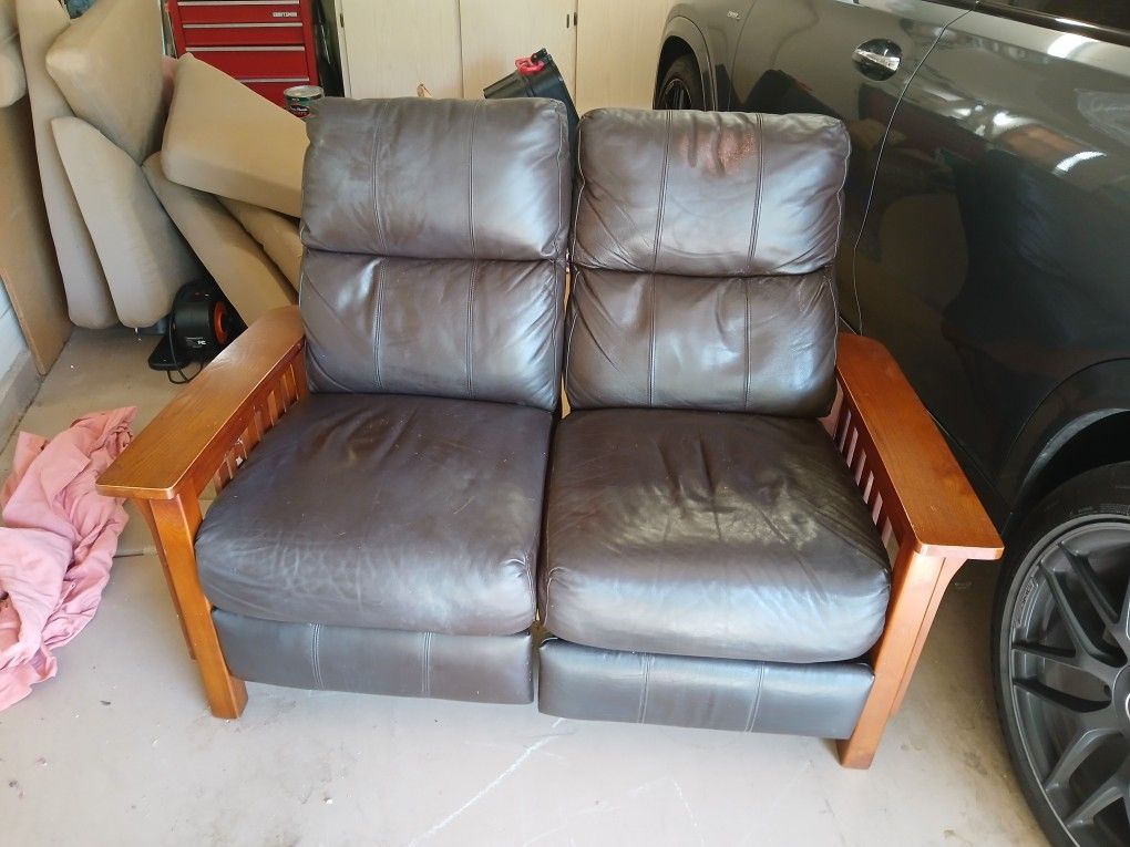 Mission Style Reclining Loveseat