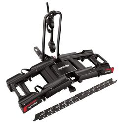 Ebike Rack with Ramp, Hitch Bike Rack for 2 Heavy Ebike, Foldable Tilting Ebike Rack Platform for Cars, SUVs, Trucks, Trailers with 2" Receivers, Max 