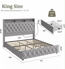 King size bed frame + mattress