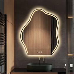 Makeup Mirror with Lights, LED Bathroom Vanity Mirror, Wall Mounted Lighted Mirror with High Lume, Shatter-Proof, for Bedroom, Bathroom, Living Room, 