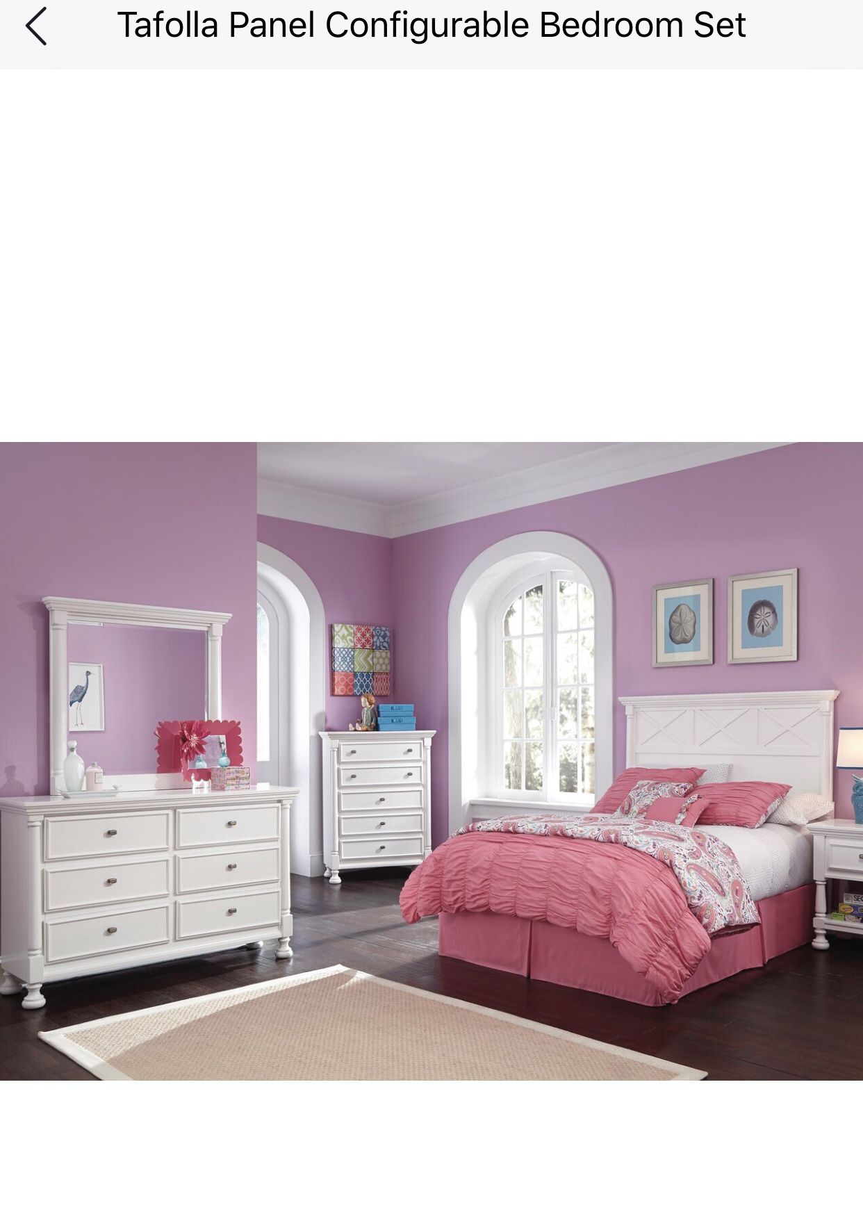 Twin size bedroom set with 55in Samsung smart tv