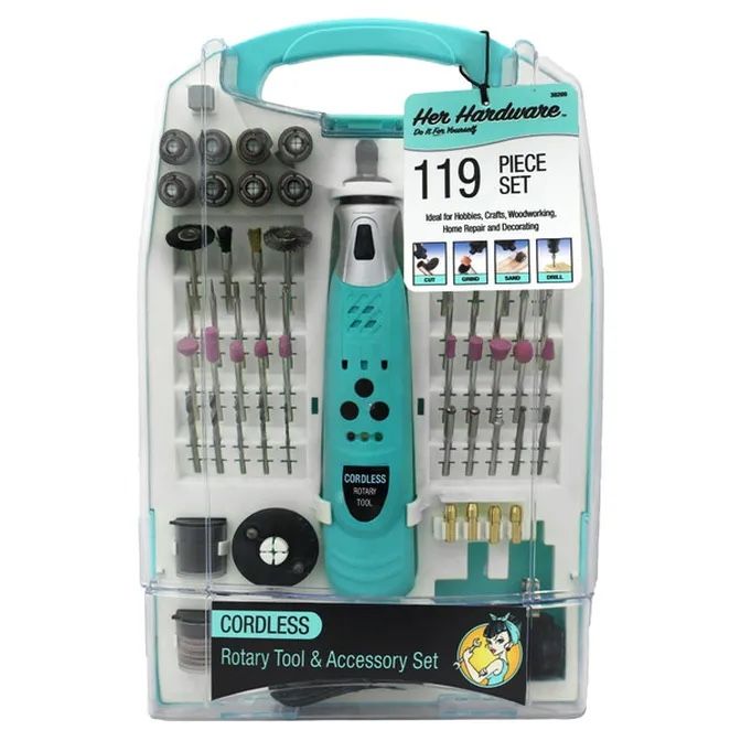 Her Hardware Ladies Cordless Rotary Tool Kit Hobby Set