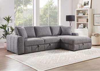 Gray Sectional Sofa with Storage Chaise ( Modern Home Furniture)