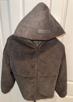 Fear of God Essentials Hooded Corduroy Jacket Kids Size 10 Brown Full Zip
