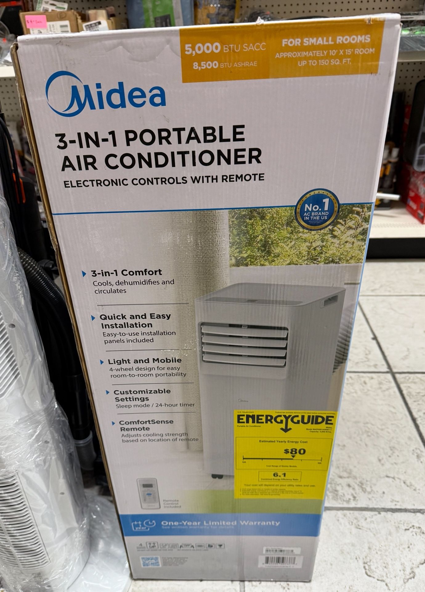 MIDEA — 3-in-1 Portable Air Conditioner 5000 BTU -for Small Room 150 Sqft.