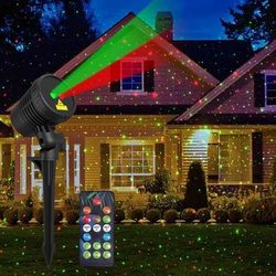 new Christmas Projector Lights Outdoor Waterproof with Remote Control, Outdoor Christmas Decorations Garden & Landscape Lights with Red and Green Star