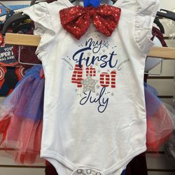 My First 4th Of July Baby Girl Outfit 