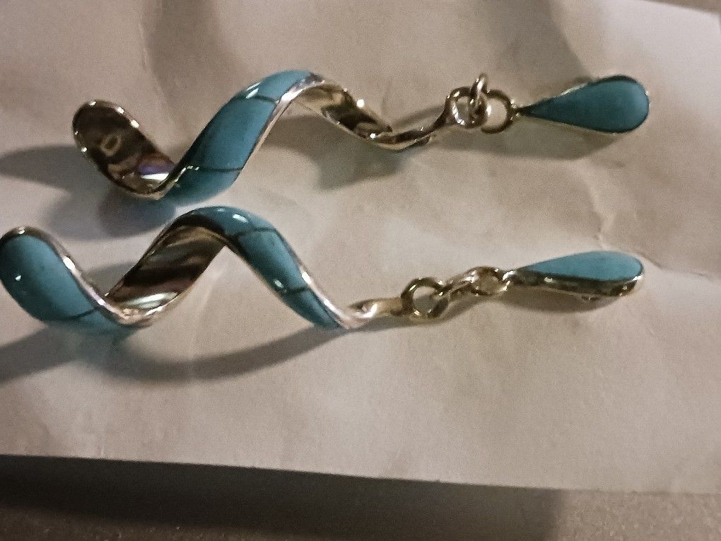 Handcrafted Turquoise Swirl Earrings